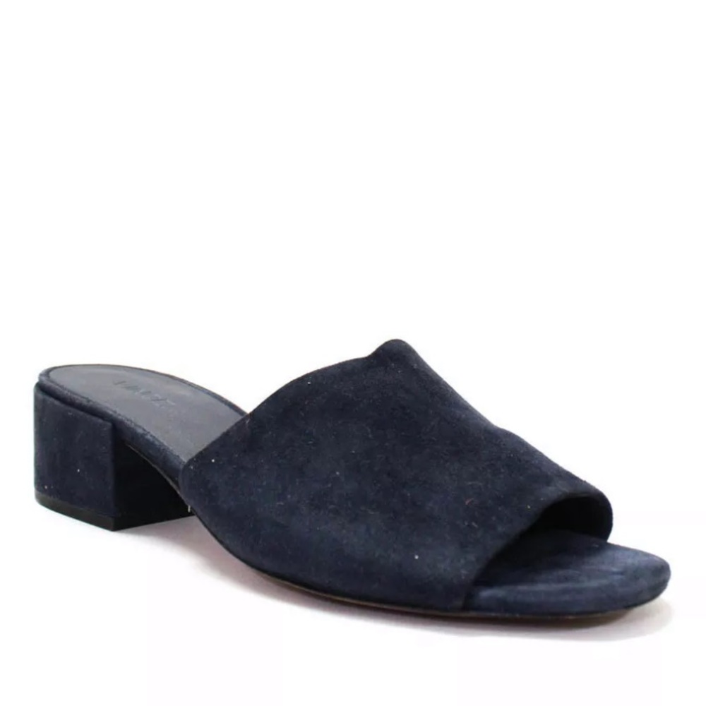 Vince Strap Block Slide Sandals Navy Suede 8